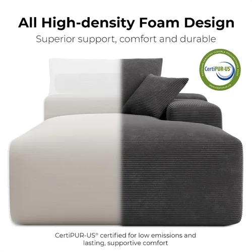 Vista 4 de LIKIMIO AuraCord - Sofá tumbono modular en forma de L, sofá modular sin hueso de 120 pulgadas para sala de estar, asiento profundo de gran