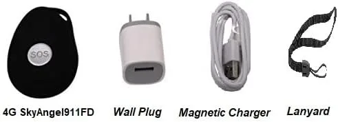 Vista 2 de SkyAngel911FD - 4G - Celular móvil - SIN CUOTA mensual - Voz 911-2 vías Teléfono de alerta impermeable - Detección automática de caídas (negro)
