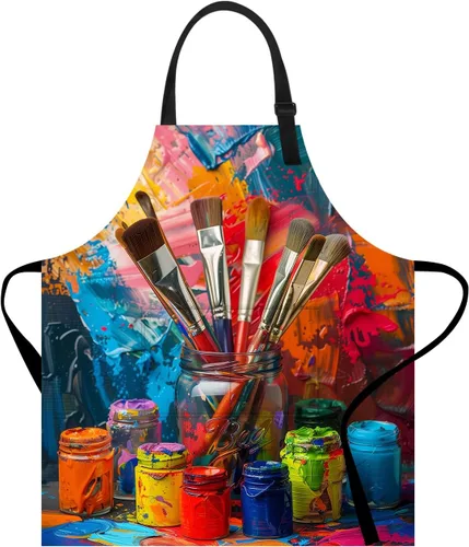 Vista 20 de Delantal divertido con bolsillo para mujeres y hombres, delantal de cocina ajustable para barbacoa y horneado con lindos animales y flores