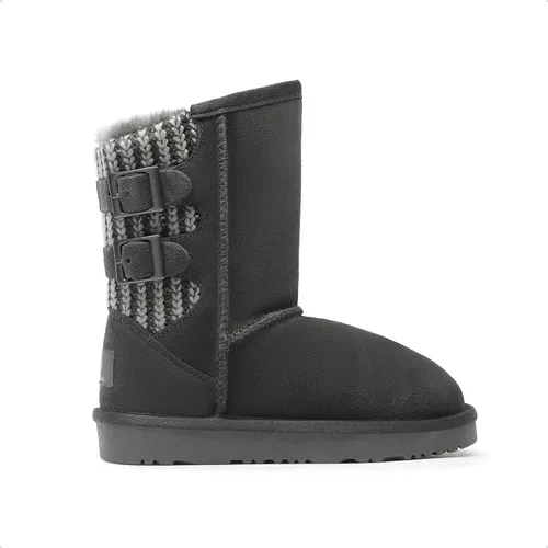 Vista 8 de DREAM PAIRS botas de nieve de invierno con forro de piel sintética para niños