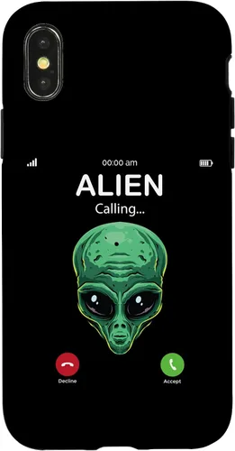 Vista 4 de iPhone 14 Alien Is Calling Funny Alien Humor OVNI Prank Teléfono Call Case