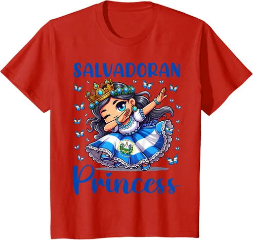 Vista 2 de Camiseta de princesa salvadoreña dabbing para niñas y niños