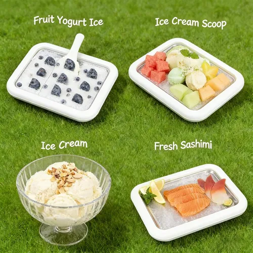 Vista 3 de Máquina de helados enrollados, nueva máquina de rodillos de helado casera, máquina de helado instantáneo, bandeja de helado rodada para actividades