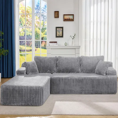 Vista 55 de Hobestluk - Sofá modular sin hueso, sofá seccional en forma de L 96" Right Facing Chaise Black,Memory Foam,Removable Cover,Non-slip Bottom,No