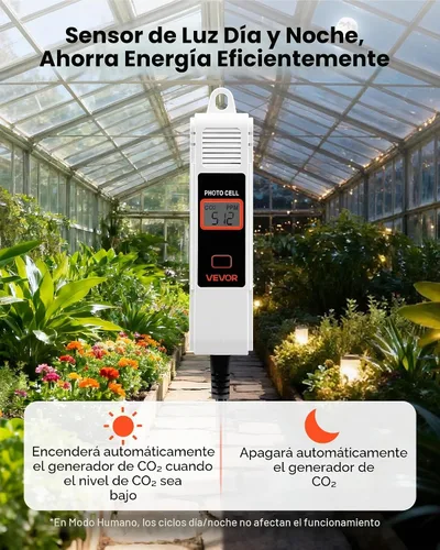 Vista 4 de VEVOR Detector de dióxido de carbono, monitor de CO2 de doble salida, función de detección de día y noche, detector de CO2 de refugio constante