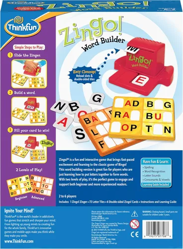 Vista 8 de ThinkFun 7706-T Zingo Word Builder Juego de Lectura Temprana - Juego Premiado para Prelectores y Lectores Tempranos