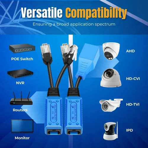 Vista 4 de Adaptador del combinador del divisor Ethernet del PoE de TNP, par 2 a 1
