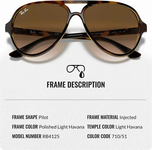 Vista 3 de Ray-Ban RB4125 CATS 5000 CLASSIC Pilot Shaped Sunglasses for Men & Women with Official RAYBAN Eyewear Kit
