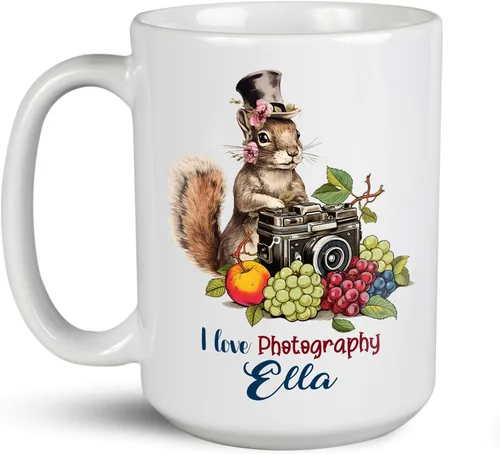 Vista 20 de Taza de café personalizada con nombre, taza de regalo personalizada para amantes de la fotografía, amigos, familia, taza de té blanca de 11 o 15