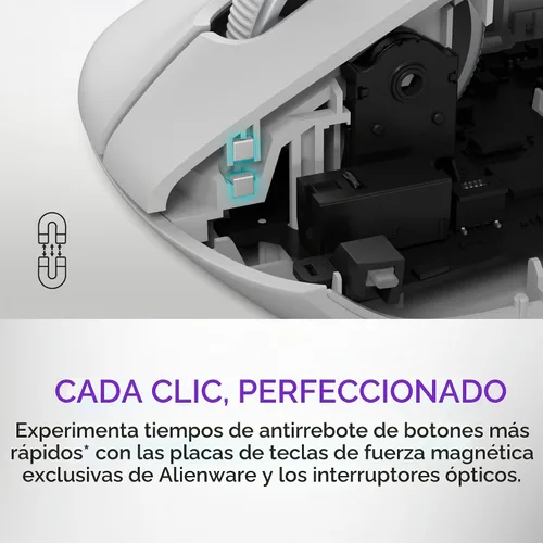 Vista 5 de Alienware Pro - Ratón inalámbrico para juegos - Conectividad inalámbrica de 2.4GHz/USB con cable, DPI ajustable, tecnología de sensor óptico, 6 Luz