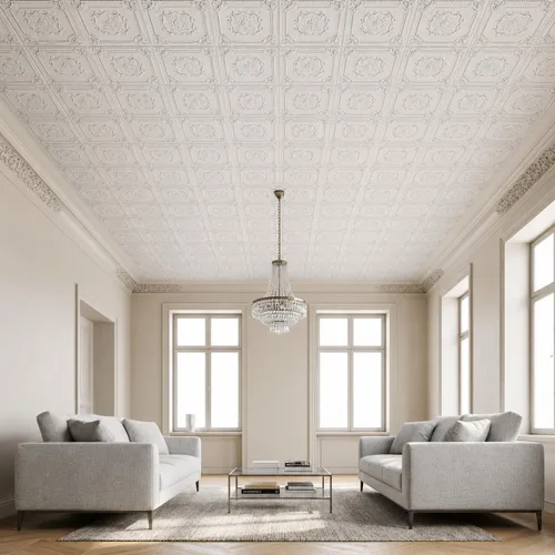 Vista 17 de De normal a hermoso en horas DCT04 Elizabethan Shield - Azulejos de PVC para techo de 2 x 2 pies (cubre 100 pies cuadrados), blanco negro antiguo