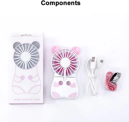 Vista 5 de Innerest Mini ventilador de refrigeración, luces LED multicolor de mano de pie, 2 velocidades ajustables, viajes, camping, festivales, usos