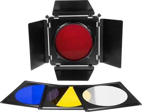 Vista 2 de Fotodiox Fotodiox - Kit universal de puerta de granero con rejilla de panal de 45 grados y geles de color, para Bowens Gemini Standard, Classica