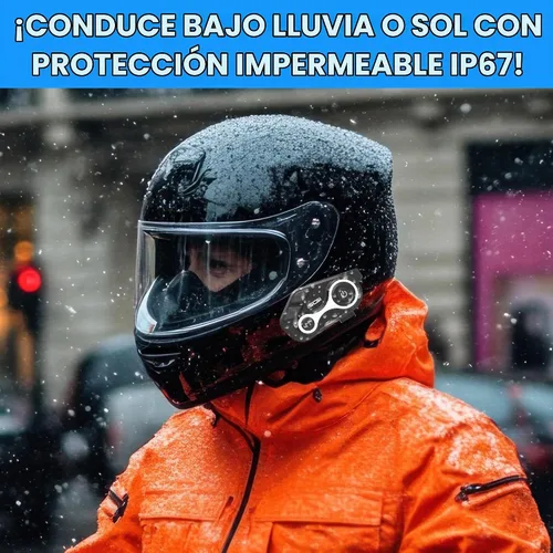 Vista 7 de Intercomunicador Bluetooth para motocicleta, 1000 m, sistema de comunicación para casco de moto, 2 usuarios, audífonos inalámbricos universales