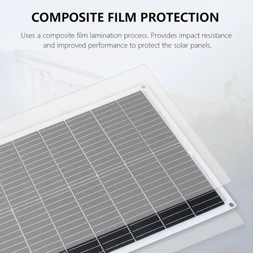 Vista 3 de XINPUGUANG Panel solar flexible de 100 W, kit de sistema de 12 V, cables de controlador de carga de 10 A con clip de cocodrilo, cables de conector