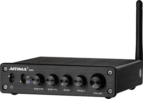 AIYIMA A03 2.1 Canal Clase D Amplificador 50W+50W+100W TPA3116 Subwoofer Bluetooth Amp HiFi Amplificador de Potencia con Adaptador de Corriente |