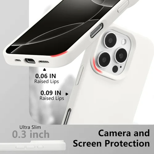 Vista 414 de Funda magnética de silicona para iPhone 13 Pro, color blanco antiguo [Compatible con Magsafe] [Forro de microfibra suave antiarañazos], funda