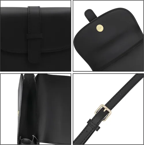Vista 4 de Bolsos cruzados para mujer, monedero pequeño, estilo vintage, bohemio, bolso de hombro de piel sintética, bolso casual de viaje, Negro 1#