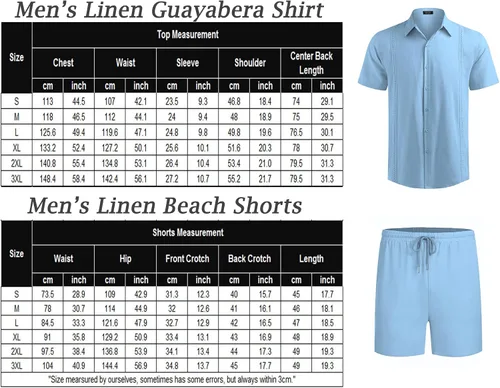 Vista 6 de COOFANDY Conjunto de 2 piezas de lino para hombre, camisa con botones y pantalones cortos