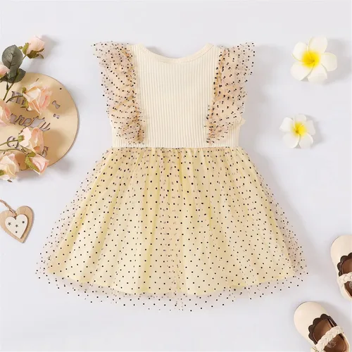 Vista 2 de Vestido de princesa 100 % algodón sin mangas tutú vestido de verano para niñas pequeñas, vestido de malla con volantes 3M-3Y