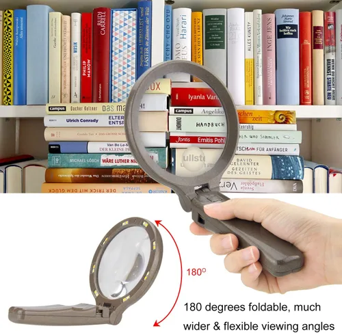 Vista 3 de HONWELL Lupa con luz – 3 x 5 aumentos, 3 modos 16 LED, funciona con pilas para leer, inspección, monedas, pasatiempos