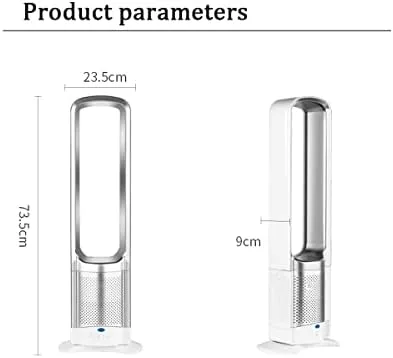 Vista 7 de Ventilador de torre oscilante portátil de 32 pulgadas, enfriamiento silencioso sin aspas con control remoto y temporizador, ventilador de pedestal
