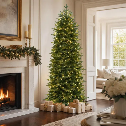 Vista 15 de Hykolity Árbol de Navidad flocado delgado preiluminado de 7.5 pies con 240 Doble color flocado
