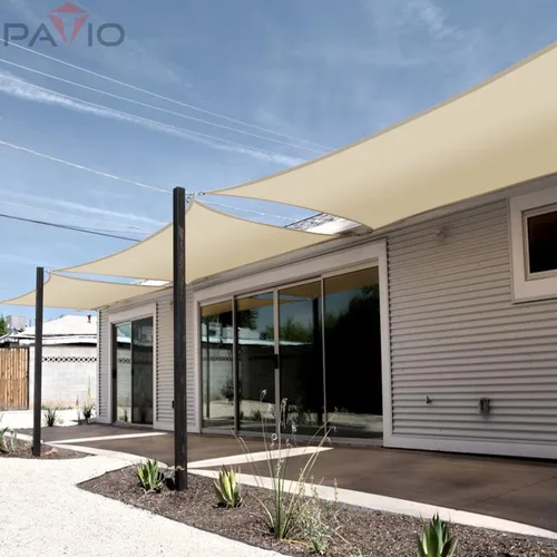 Vista 5 de Patio Paradise - Toldo rectangular impermeable de 5 x 5 pies, toldo para sol en beige, con bloqueo UV, paño para cubrir el patio al aire libre