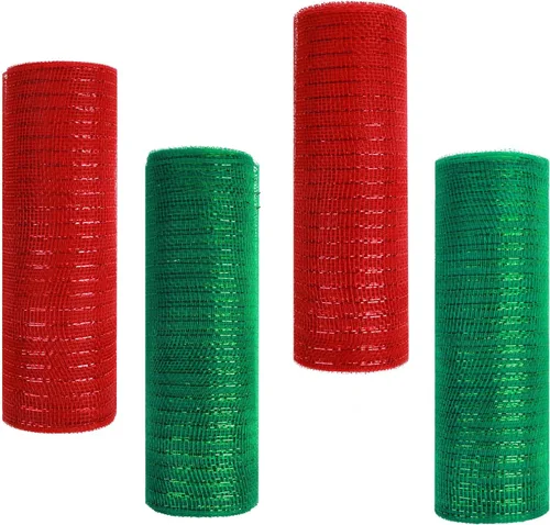 Vista 11 de 4 rollos de cinta de malla decorativa para decoración de coronas, 10 pulgadas x 30 pies, rollo de malla decorativa de San Valentín, suministros