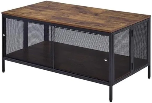 Vista 4 de Acme Winam - Mesa de centro rectangular de madera en roble antiguo y negro