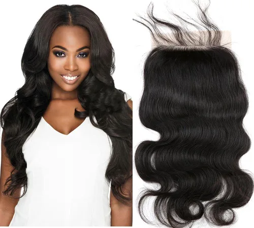 Vista 12 de Cabello humano con base de seda 4x4 con cierre de encaje con cabello de bebé, ondulado, cierre de cabello virgen brasileño, parte libre, color Parte
