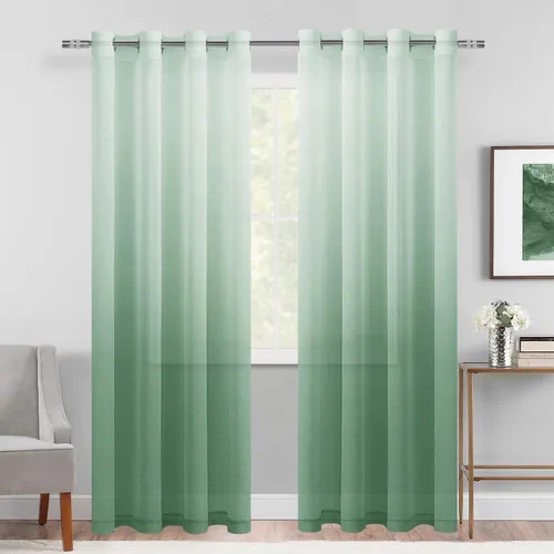 Vista 54 de DWCN Cortinas Transparentes Ombré - Cortinas de Lino Sintético con Gradiente Semi Voile con Ojales en la Parte Superior para Dormitorio y Sala