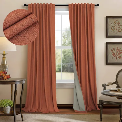Vista 24 de Pitalk Cortinas cortas 100% opacas de lino para cafetería, 40 pulgadas de largo, 2 paneles, cortinas de puerta francesa para ventana, cortina