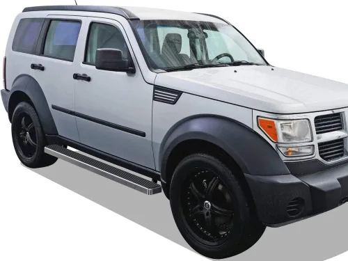 Vista 2 de APS Estribos de acero inoxidable 304 pulido de 5 pulgadas, barras Nerf para estribos laterales compatibles con Dodge Nitro 2007-2012 Acero