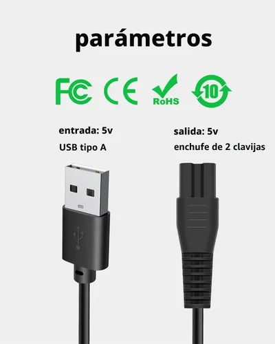 Vista 6 de Cable cargador USB de 5 V para recortadora de barba Ufree modelo U-1176, cable de alimentación de 3.3 pies con 1 cepillo de limpieza
