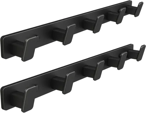 Vista 12 de Black Wall Mount Coat Rack, 5 Wall Hooks For Hanging Key Holder Hat Hooks Negro