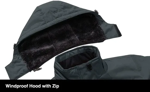 Vista 2 de MAGCOMSEN - Chaqueta de invierno para hombre, impermeable, abrigada, con forro polar y múltiples bolsillos