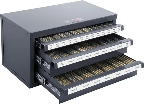 Vista 16 de VEVOR Gabinete Dispensador de Brocas, Dispensador de Brocas de Cinco Cajones, Gabinete Organizador de Brocas de 60 Compartimentos, Gabinete