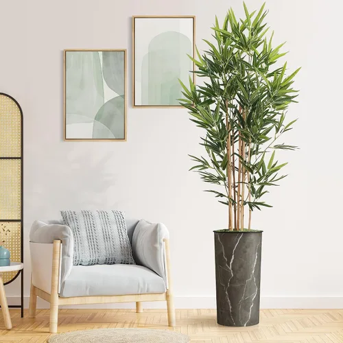 Vista 12 de Árbol artificial con efecto de granito moderno, palmera tropical areca artificial de seda para decoración del hogar en interiores y exteriores