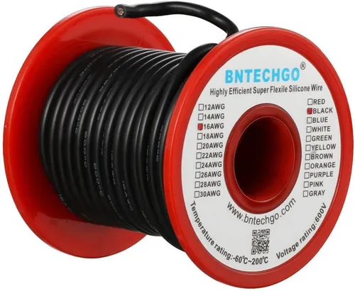 Vista 14 de BNTECHGO Alambre de silicona de calibre 16 rojo y negro cada 25 pies 2 Alambre de silicona calibre 16 rojo y negro