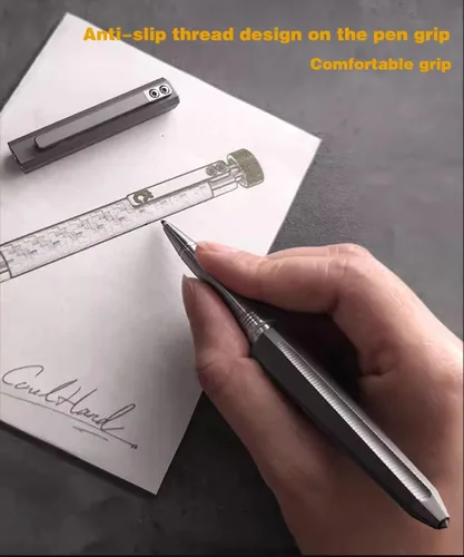 Vista 4 de Bolígrafo de bola de titanio, bolígrafo de bolsillo multifuncional EDC con tapa, bolígrafo de lujo, bolígrafo para firmas de oficina y negocios