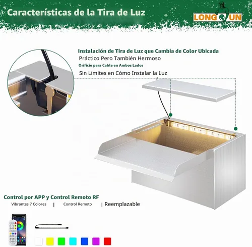 Vista 4 de Longrun Caja de cascada de estanque con kit de bomba, derrame de estanque de acero inoxidable 304 con bomba de 396 GPH 1500L/H para estanques, tira