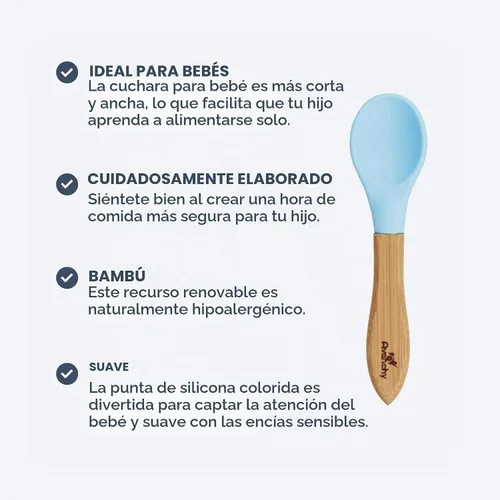 Vista 3 de Cucharas para niños pequeños, Multicolor Surtido con azul
