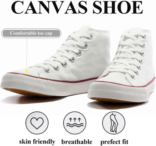 Vista 5 de Zapatos de lona para mujeres y hombres, tenis de lona con cordones, tenis de lona a la moda, zapatos clásicos casuales para caminar, cómodos