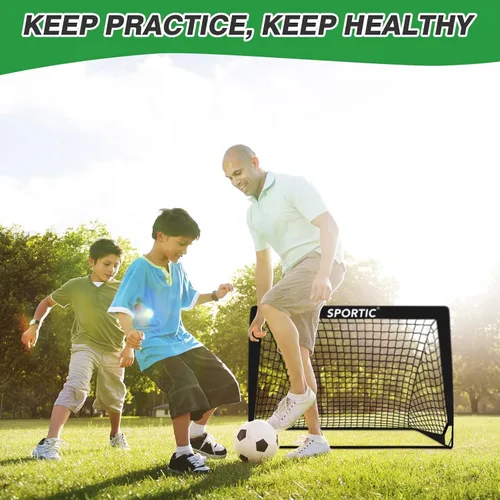 Vista 5 de Paquete de 2 redes de fútbol de 4 x 3 pies, porterías de fútbol para practicar niños para interiores y exteriores. Red de fútbol portátil con bolsa