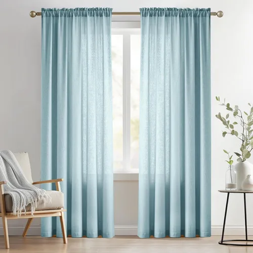 Vista 85 de Melodieux Cortinas de Niveles Semitraslúcidas Negras de 24 Pulgadas de Largo para Cocina, Cafetería, Dormitorio, Ventanas Pequeñas, Aspecto de Lino