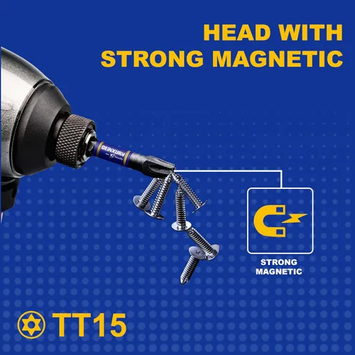 Vista 6 de Geinxurn Juego de brocas de destornillador magnético de impacto de seguridad T15 de 2 pulgadas, juego de brocas de potencia de cabeza Torx #15 de 51