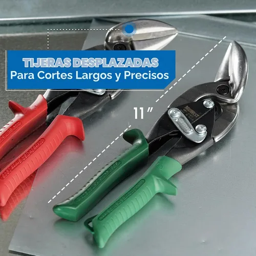 Vista 2 de MIDWEST Aviation Snip Set – Tijeras de corte de hojalata compensadas con corte izquierdo y derecho, fabricadas en EE. UU. - MWT-6510C Combo