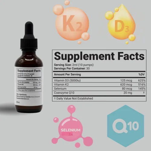 Vista 7 de xrim Complejo LipoD3 - Vitamina liposomal D3 5000iu + K2, selenio y CoQ10 Apoyo inmunológico, salud cardíaca y ósea, alta absorción, 30 porciones