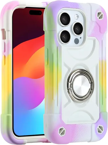 Vista 26 de MARKILL Funda compatible con iPhone 14 Pro de 6.1 pulgadas con soporte de anillo integrado, protección contra caídas de grado militar, carcasa Palta